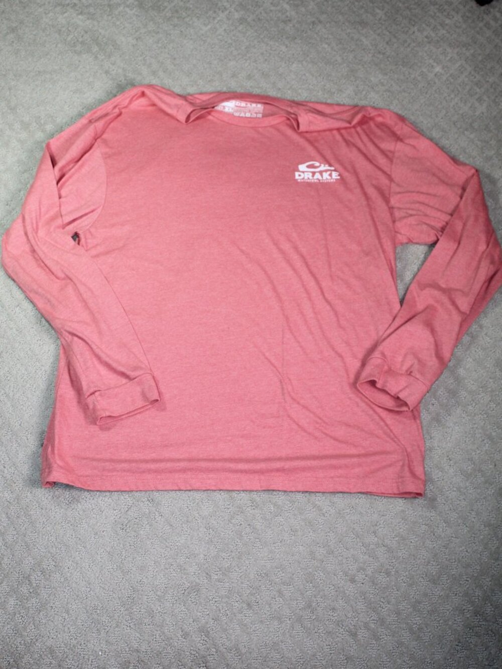 Drake Size XL Pink Logo Front Duck Print Back Long Sleeve T-Shirt